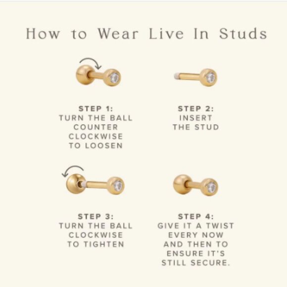 ⚡*NIB* Made By Mary Gold Vermeil Lightning Bolt Earrings Ball Back Live-in Studs - Picture 7 of 8